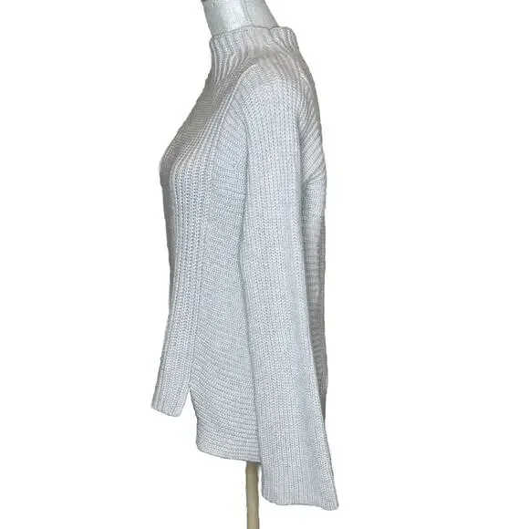 Intermix Wool/Cashmere Cream Pullover Mock Turtleneck Crop Sweater Sz M - Picture 3 of 14